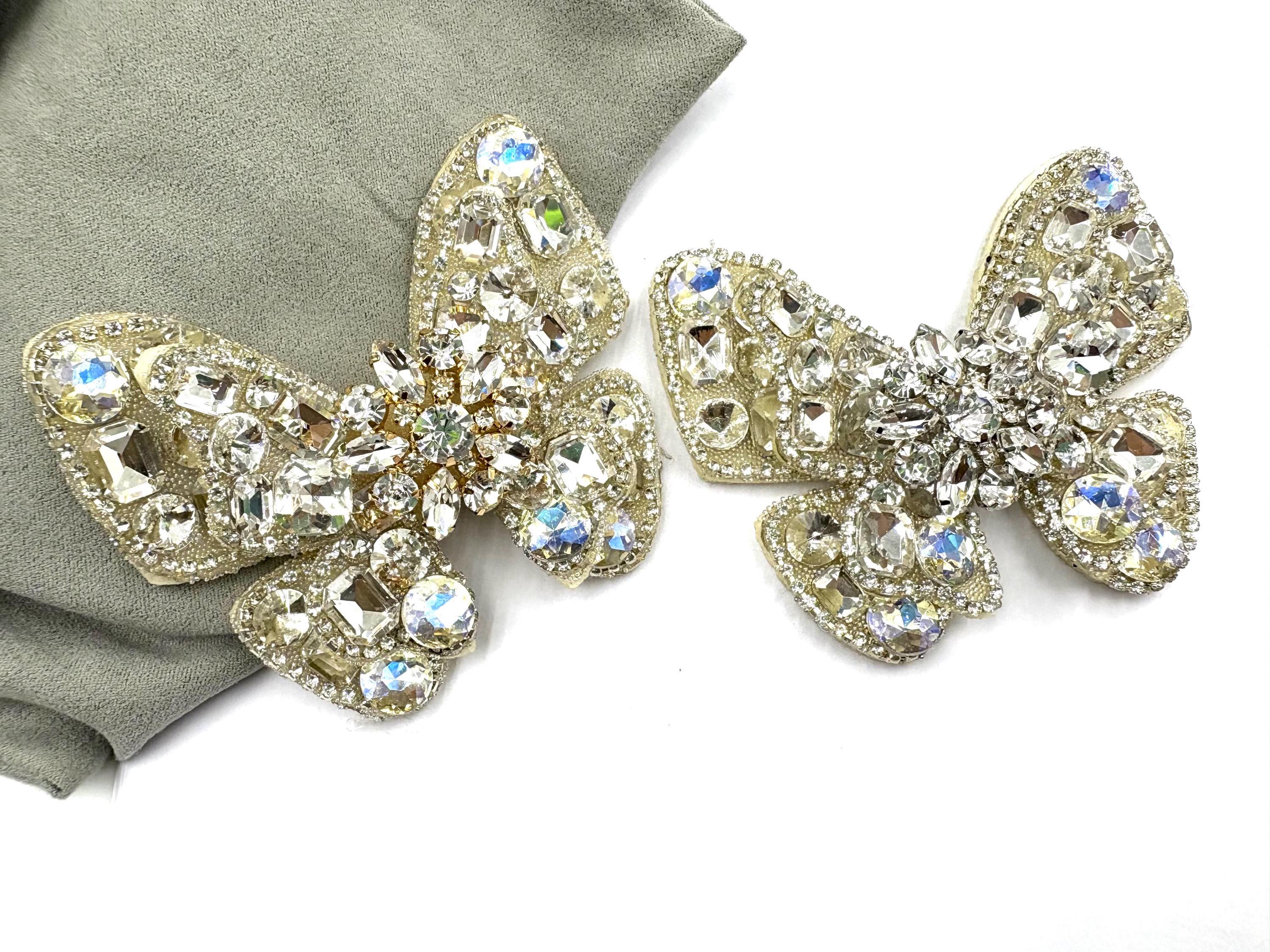 Toppe a forma di fiocco fai da te, con strass di cristallo, per scarpe da sposa, spille decorative, 2 pezzi (nero