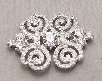 Chiusura con strass in cristallo: chiusura per abito da sposa in argento