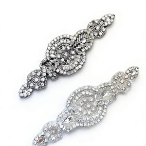 Iron-On Black Pearl Appliqué – Crystal Rhinestone Embellishment for Crafts