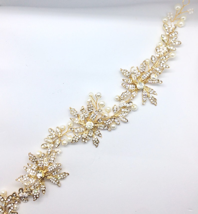 Crystal Flower Sash Supply Bridal Tiara Jewelry Making Wedding Hair Accessories DIY Gold Leaf for Making Headpiece Tiara Wire DIY