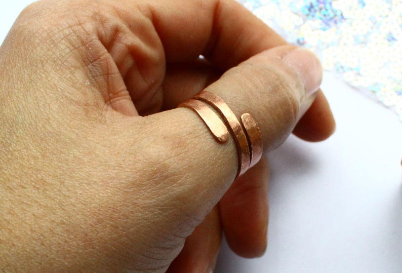Copper Cuff Ring Adjustable Wraparound Arthritis Jewellery Etsy