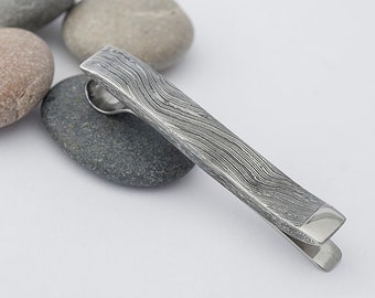 IBG Mens Stainless Steel Damascus Tie Bar Tie Clip