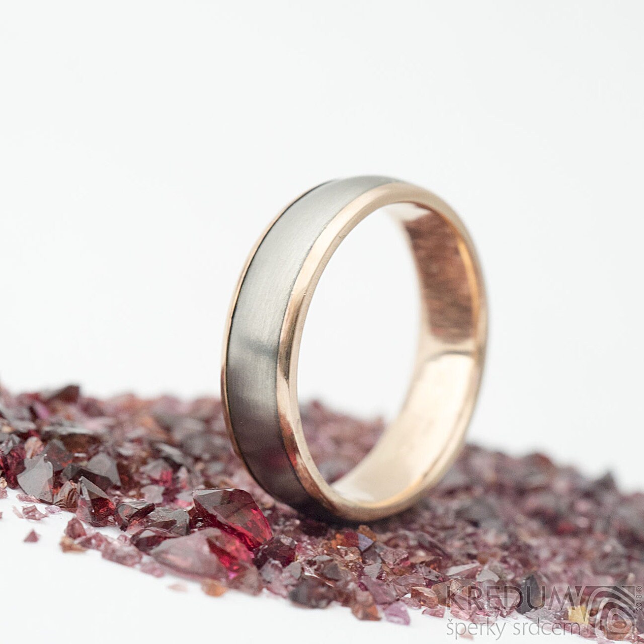 TITANIUM and GOLD Wedding Band Matte Shiny or Rough HANDMADE Etsy