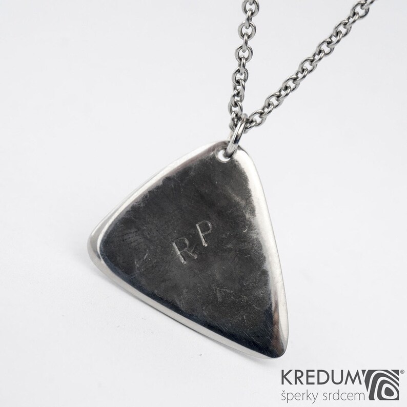 Triangle Steel Guitar PICK Necklace Pendant HAMMERED Etsy