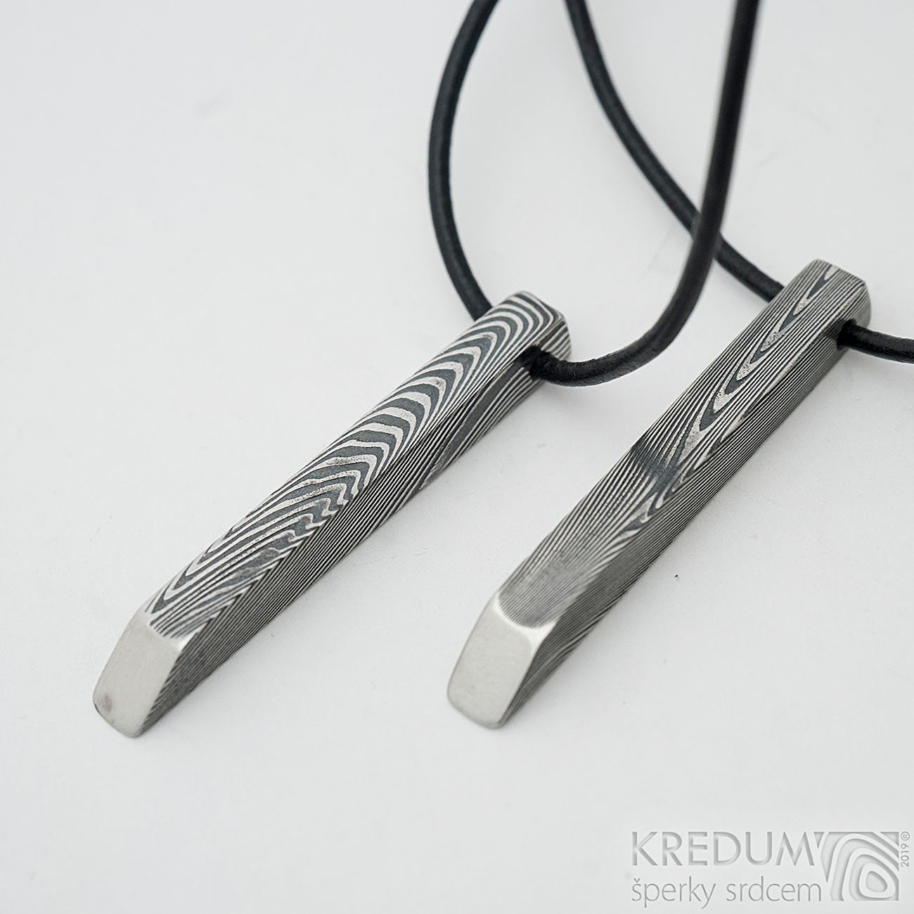 DAMASCUS Stainless Steel Bar PENDANT Necklace Amulet with Etsy
