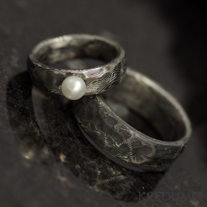 Rustic Wedding Ring Engagement ring Custom Stainless Etsy