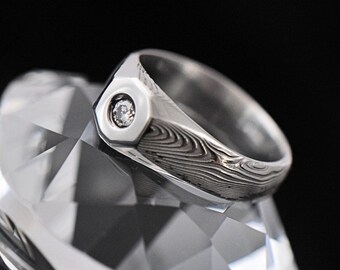 Engagement Love ring Original diamond ring, Womens Wedding ring, Unique jewelry, Ring for her, Custom ring "Alane" with 1.5mm diamond