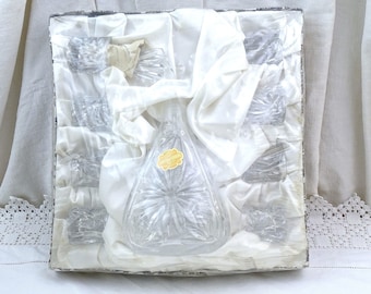 Juego de licor de cristal de plomo Bavaria, nuevo, sin usar, de mediados de siglo, en caja original, con jarra y 8 vasos. Artículos de bar de cristal retro de los años 50, procedentes de Alemania.