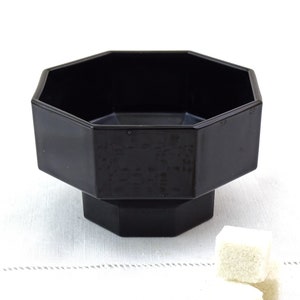 Vintage 1980s French Black Milk Glass Arcoroc Octagonal Sugar Bowl, Retro Memphis Style Tableware from France, 80s Kitchen Decor,