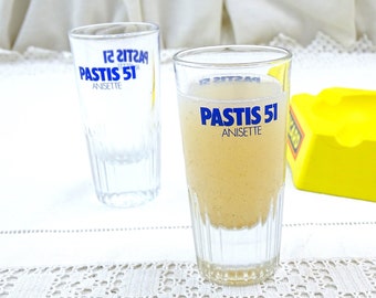 Vintage French Pastis 51 Glasses: Tall Aperitif Tumblers, Set of 2