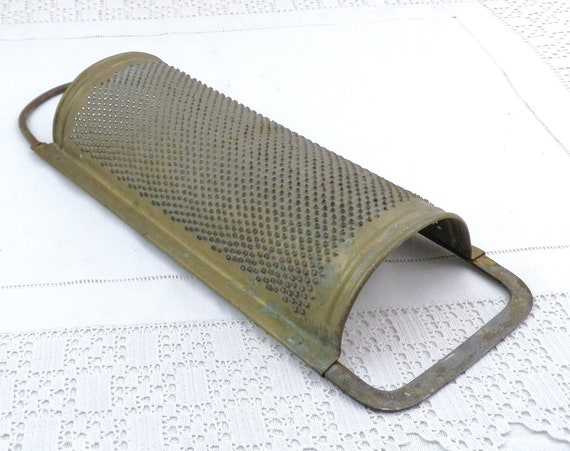 Large French Vintage Brass Grater, Retro Cooking Accessory from France, Industrial Cheese Grater for Canteen, Upcyled Ligting Fixture