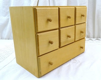 Vintage Französische kleine Schubladen aus Holz, Retro Eco freundliches Aufbewahrungszubehör, Bastelraum / Werkstatt Organisation aus Holz