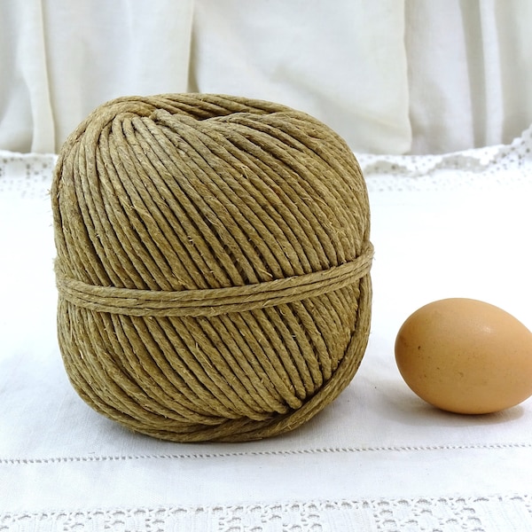 Large Ball of Vintage French Natural Twine, Retro Thick Cord from France, Old Style String, Country Rustic Rural DIY Rope Craft Accessory