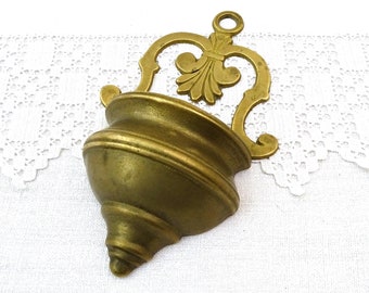 Vintage Reproduktion Mittelalterliche Metallwandtasche aus Frankreich, Retro Französischer Dekorativer Wandbehang aus Messing Für Trockenblumen, Flohmarktdekor