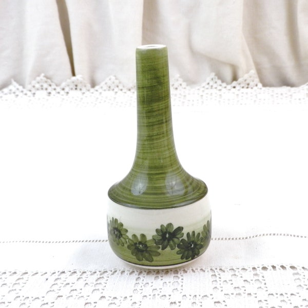 Vintage Mid Century Bud Vase by Jersey Pottery in Green and White Glaze, Retro China 1960s Posy Vase from The Channel Islands,