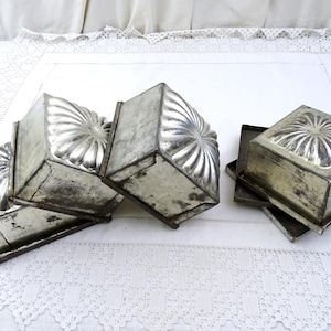 1 fransk antik glassform, fyrkantig pressad metallkakform Frankrike, Chateau Chic baktillbehör för kök, metallinredning i Toleware