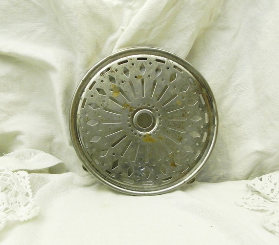 Antique French Round Metal Trivet / Hot Plate / Heat Mat, Country Cottage Kitchenware, Shabby Chateau Chic Decor France, Brocante Fleamarket