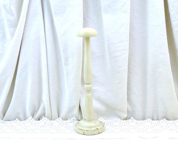 French Vintage 1940s White Painted Wooden Hat Stand, Retro Milliners Shop Display Accessory France, Parisian Curio Brocante Home Decor