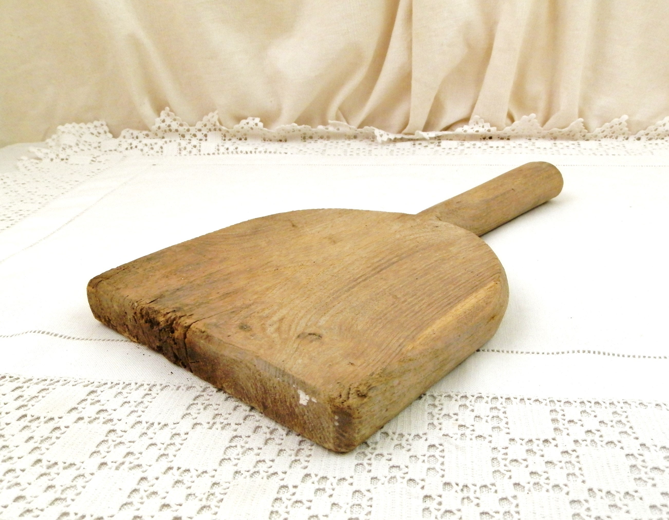 Large Antique French 1800s Primitive Wooden Washing Paddle