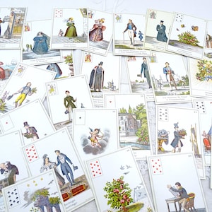 Zeldzame vintage Franse complete kaartspel van het boek van het lot van BP Grimaud, retro set waarzeggerijkaarten uit Frankrijk, moeilijk te vinden kaarten