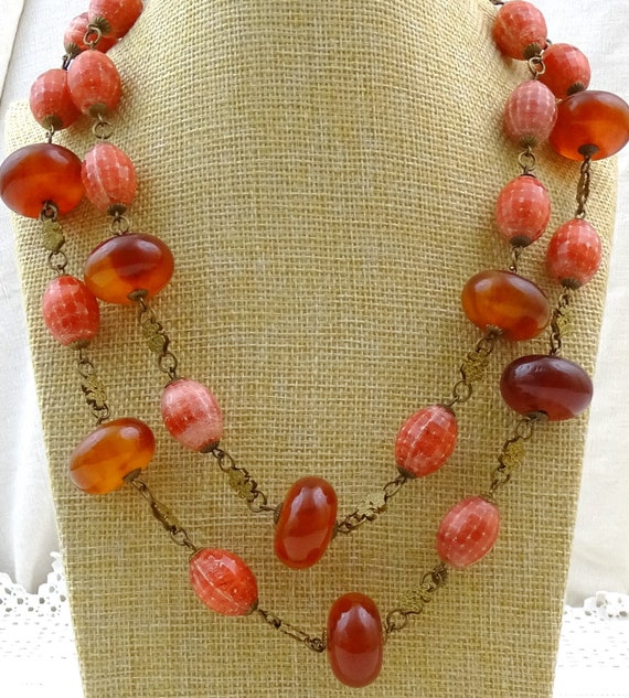 Vintage French Double Chain Bead Necklace with Ma… - image 4