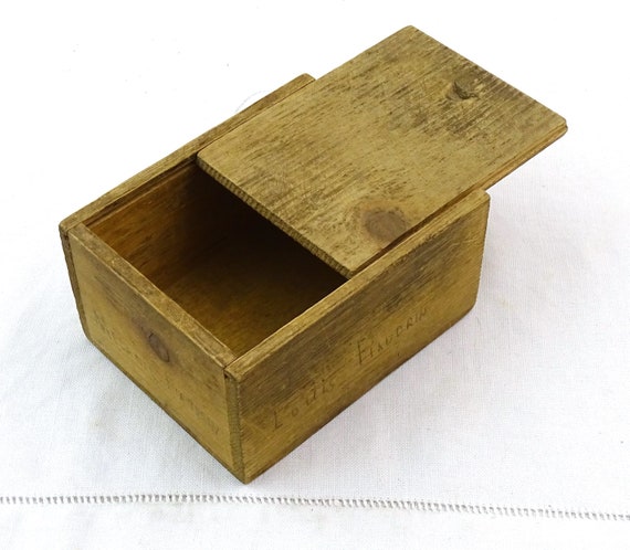 Small Vintage French Wooden Box with Sliding Lid, Retro Upcycled Curio Jewelry Container from France, Country Farmhouse Decor France
