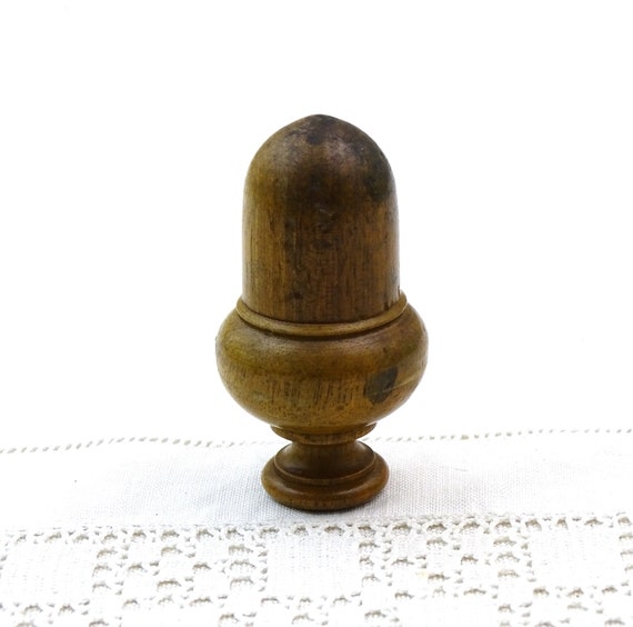 Large Antique French Wooden Acorn Shaped Light Pull Toggle , Retro Old Style Electrical Accessory from France made of Wood, Vintage Lighting