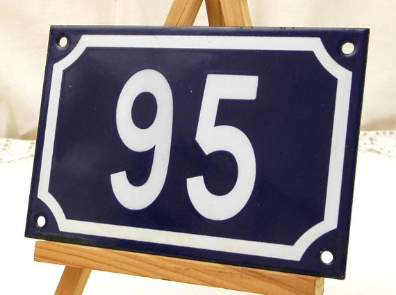 Plaque De Numéro De Maison émaillée 150x100 Mm - Chiffre 95 Bleu - Métal - Neuf