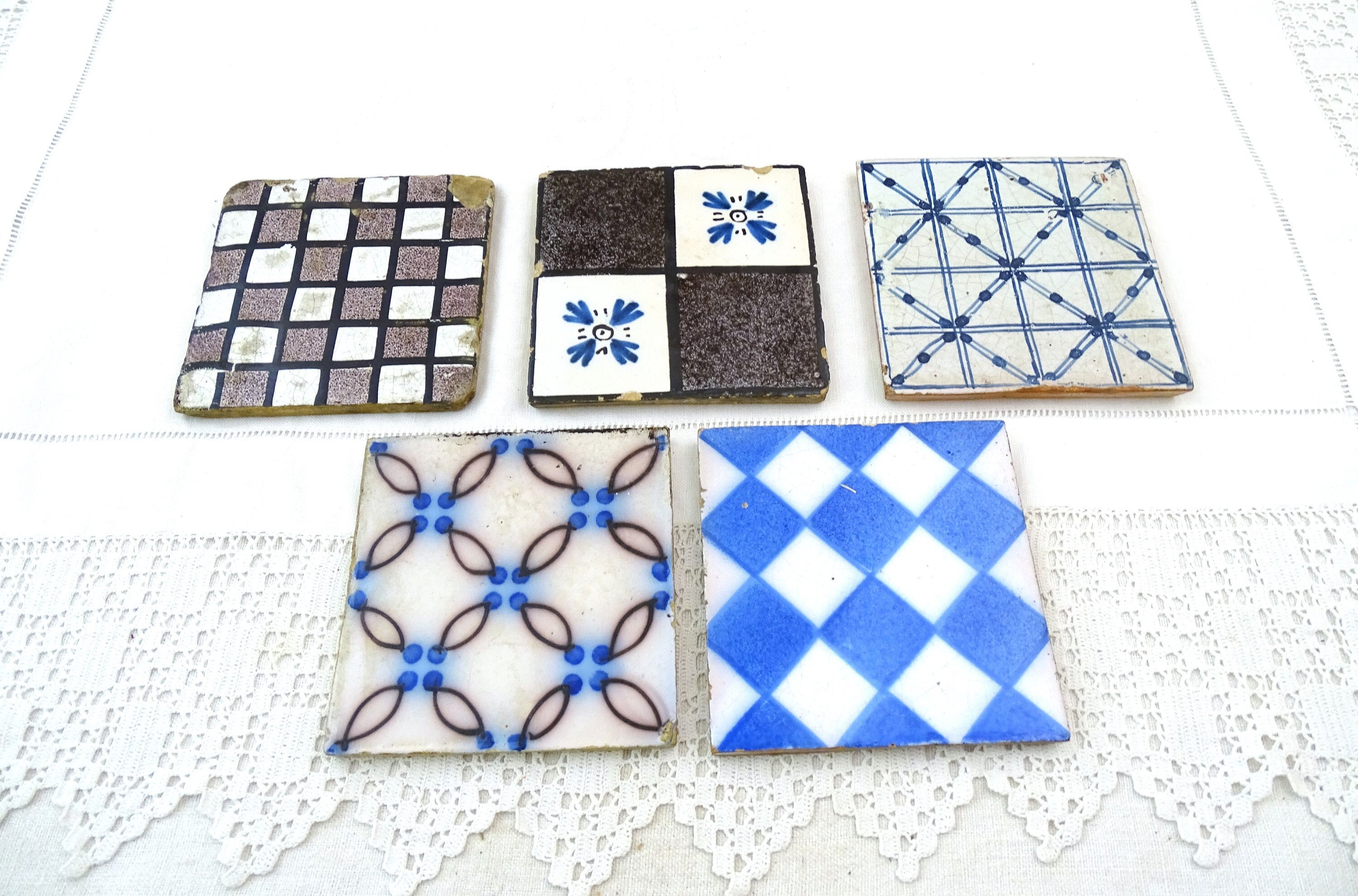  Personalized Hand-Painted Ceramic Tile Coasters Set