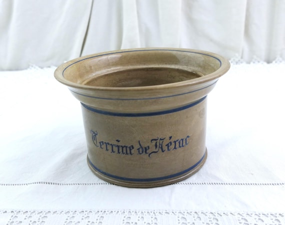 French Antique Ironstone Rare Nerac Foie Gras Pot Creil & Montereau, Round Antique Traditional Stoneware Pottery Tureen /Terrine / Paté Dish
