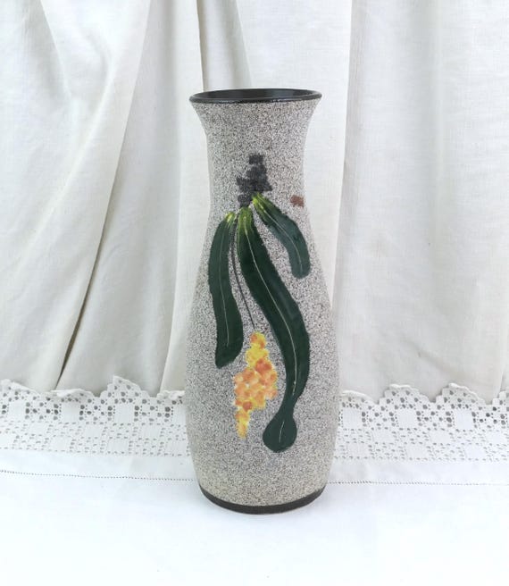 Vintage Mid Century Ceramic Flower Vase, Speckled Stoneware Vase, Botanical Decor, West German Style Pottery, 1970s Home Decor