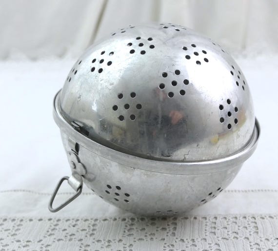 Vintage French Metal Rice Cooker / Infusion Ball, Retro Cooking Accessory from France, Upcycled Light Shade, Old Farmhouse Kitchen Decor