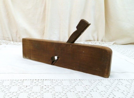 Long Thin Antique French Carpenter / Joiners Molding Plane Made of Wood, Retro Tool for Wood Working from France, Industrial Workshop Decor