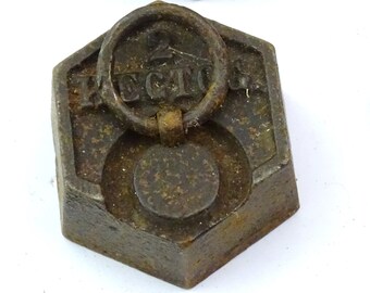 Série De 6 Poids Hexagonaux Anciens En Fonte Pour Balance - Fabrication France