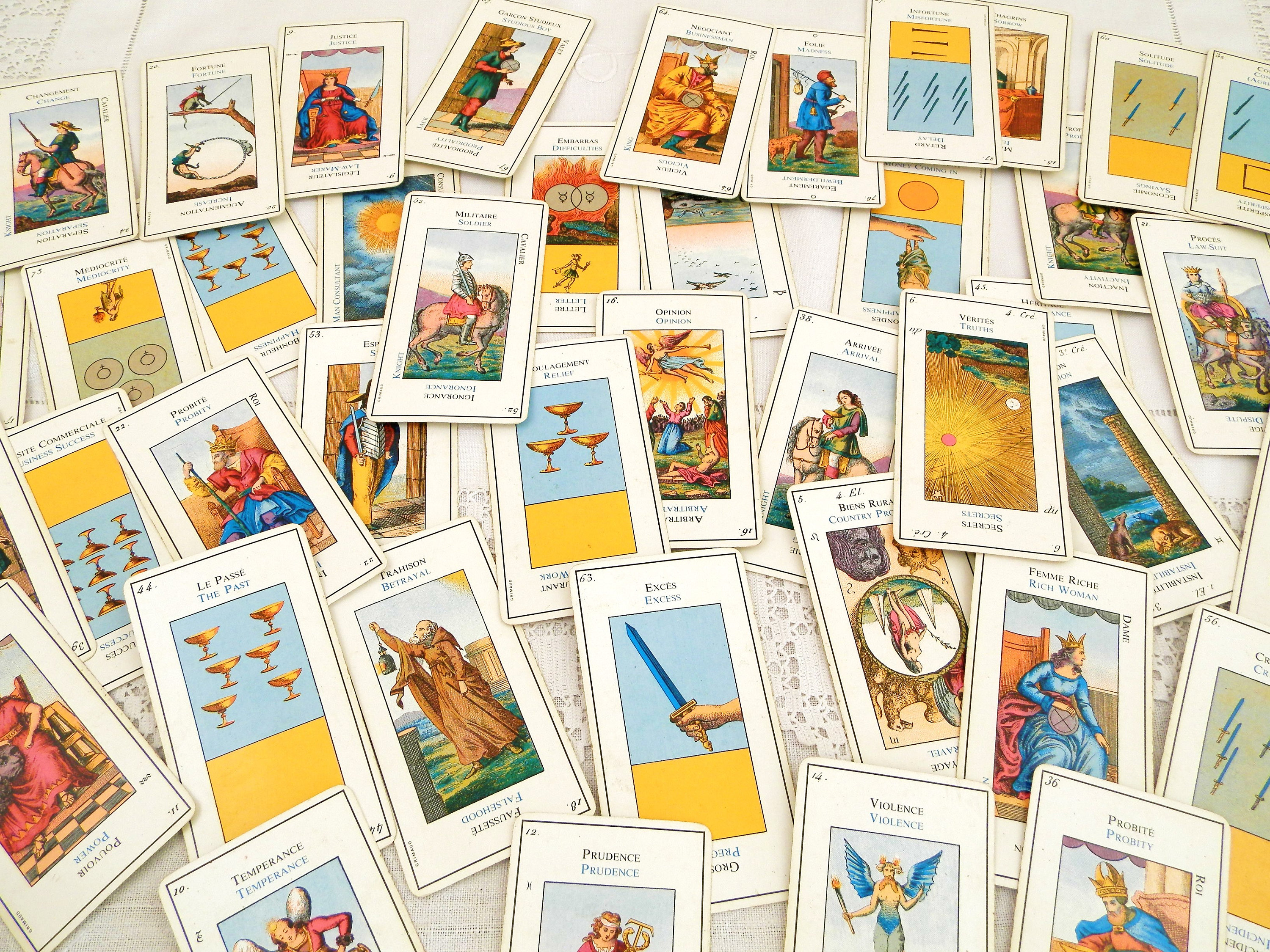 Vintage French Pack 78 Divination Cards Grand Etteilla