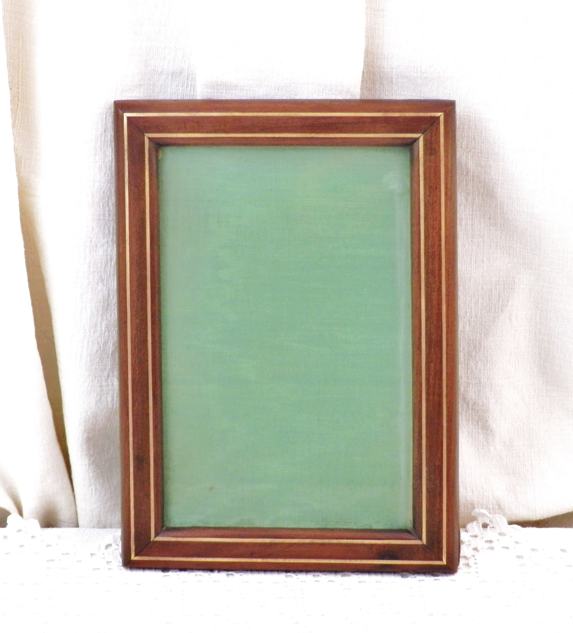 Antique French Wooden and Brass Wall Mounted Portrait Frame, Retro
