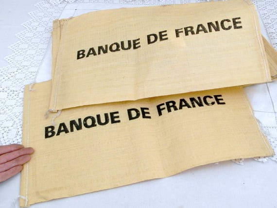 Vintage Unused Money Bags from "Banque de France", Bank Coin Bags, French Central Bank, Cash Convoy, Brinks, Mint  Upcycle, Curios