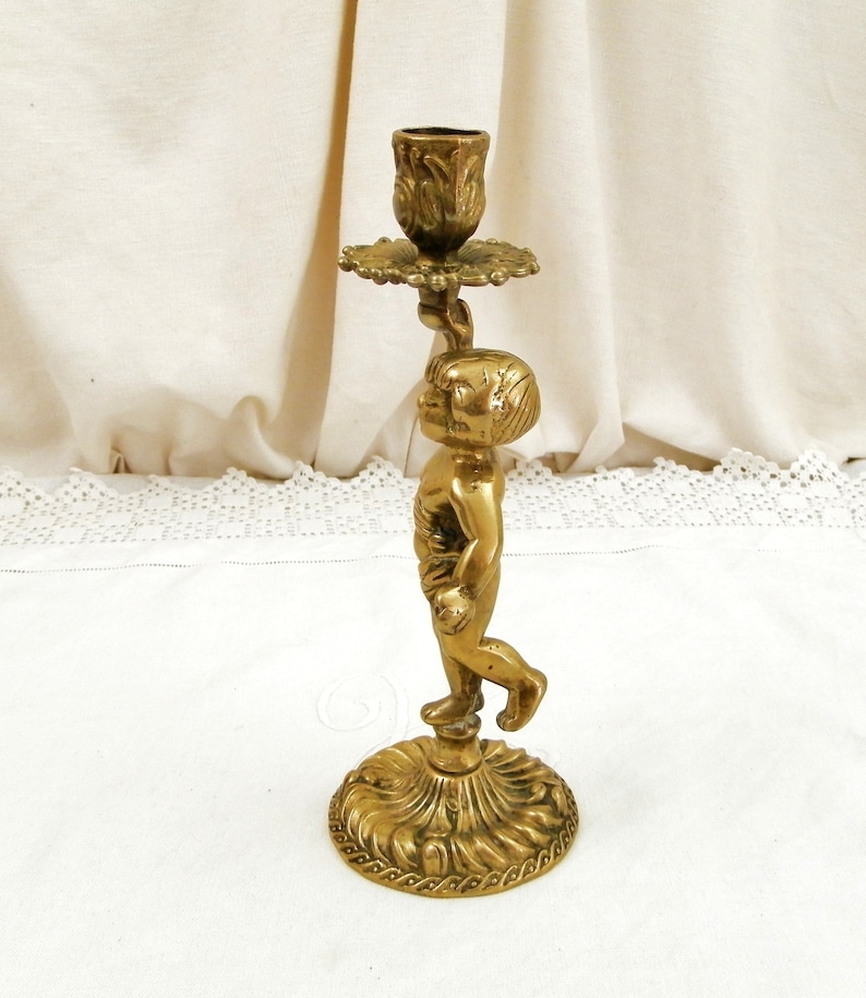 Vintage French Bronze Cherub Angel Candle Holder / Chandelier Etsy