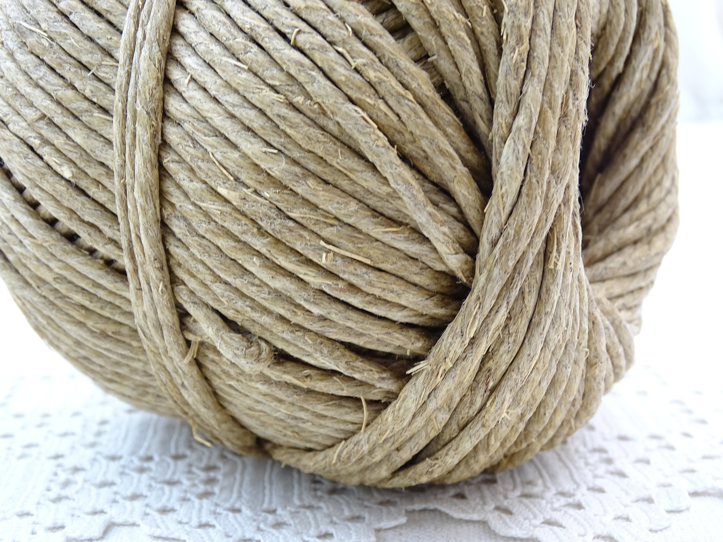Large Ball of Vintage French Natural Twine, Retro Thick Cord From France,  Old Style String, Country Rustic Rural DIY Rope Craft Accessory 
