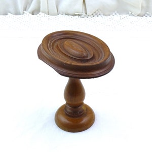 Small French Antique Turned Wooden Hat Stand, Vintage Pedestal Stand from France of Wood, Retro Curio Furniture Item, Milliner Shop Decor