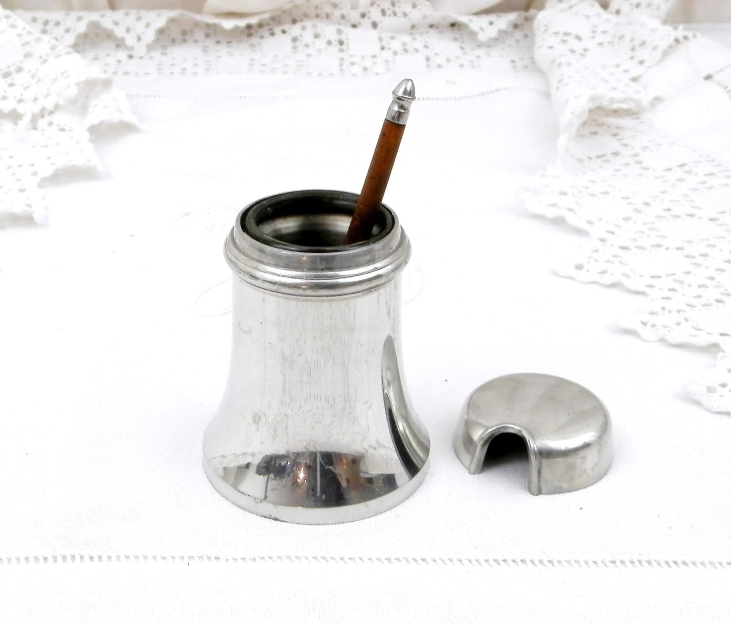 Vintage French Etains Du Manoir Pewter Mustard Lidded Pot With - Etsy