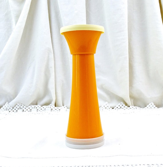 French Vintage 1970s Bright Orange Tupperware Herb Grinder, Retro Mid Century Kitchen Accessory from France,