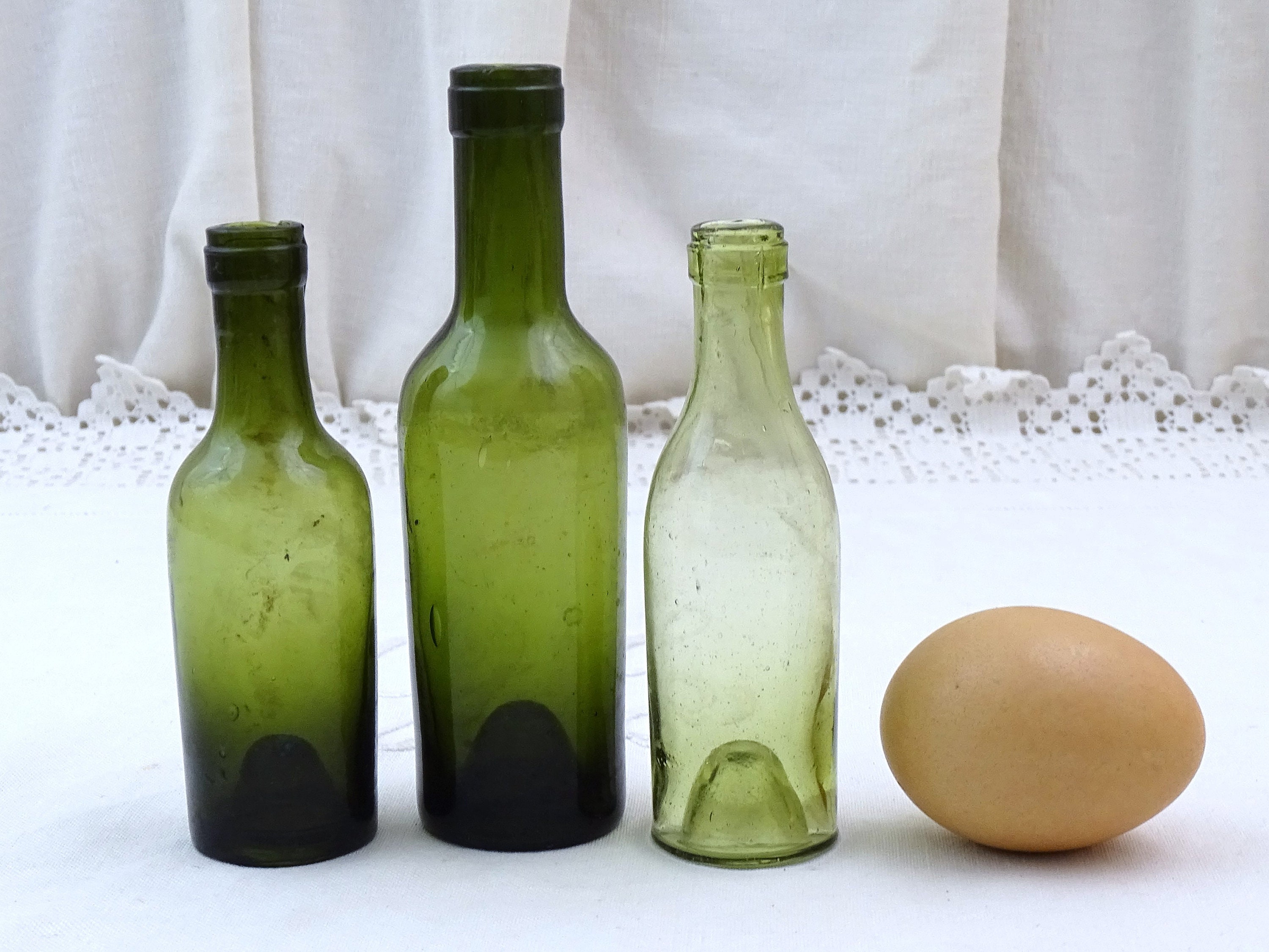 Set of Three French Glass Pharmaceutical Bottles Set of Three French Glass Pharmaceutical Bottles