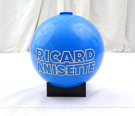 Vintage French Mid Century Bar Bistro Sugar Cube Holder Promotional Advertising for Ricard Anisette in Blue Clear and Black Plastic