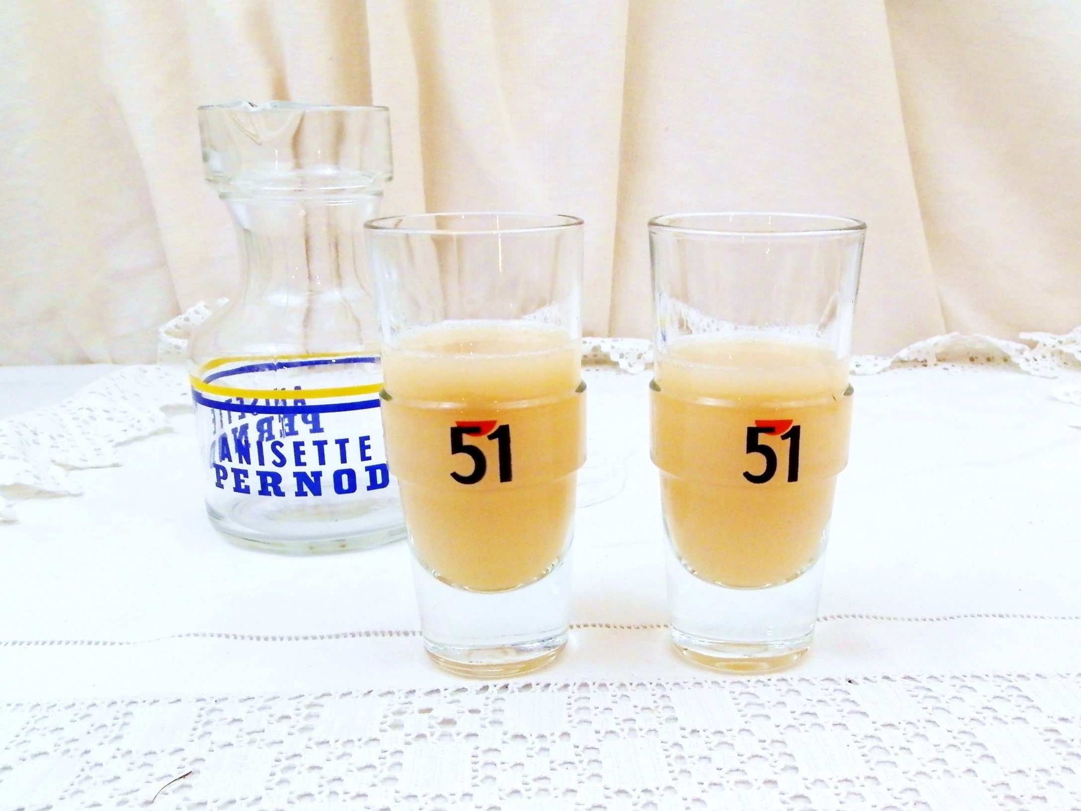 Lot de 7 verres vintage Pastis 51 - Label Emmaüs