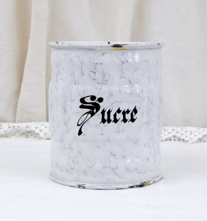Frasco de azúcar esmalte jaspeado Chippy francés antiguo | Etsy