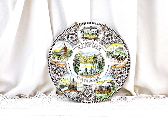 Vintage Souvenir Collectible Wall Plate Alberta Canada by Wood and Sons made in England, Edmonton Jasper Park Banff Calgary Lake Louis