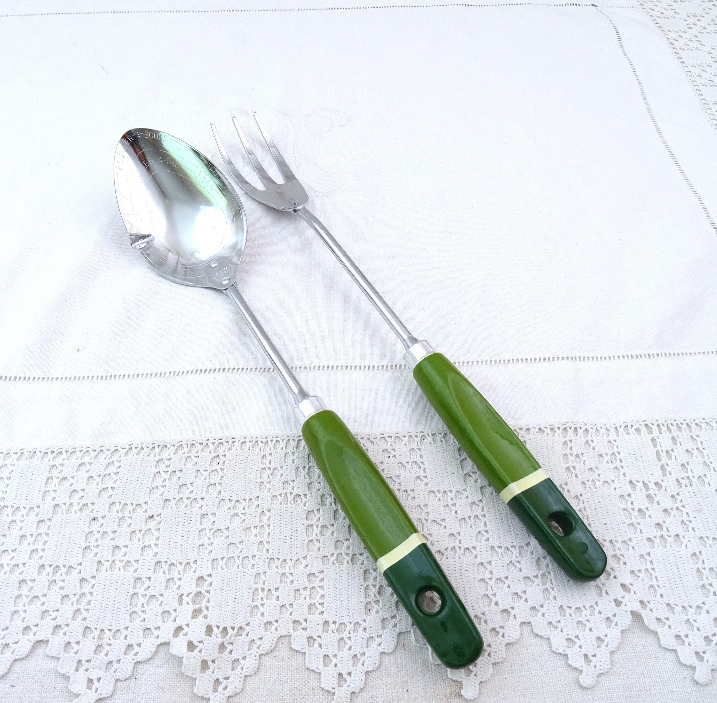 Vintage Long Handled Stainless Measuring Spoon Set Japan