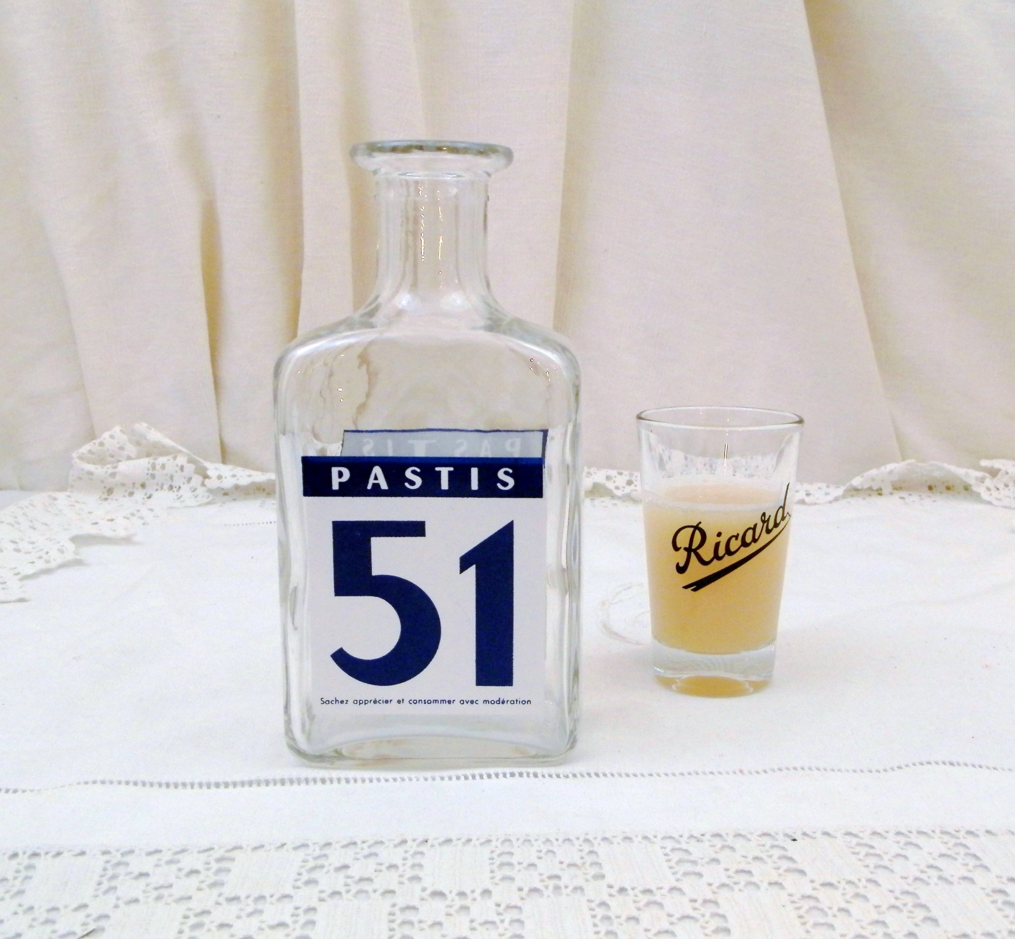 Vintage French Pastis 51 Aniseed Aperitif Drink Water Carafe / Bottle,  South of France Cote D'Azur Drinks, Ricard Pernod, Retro Home