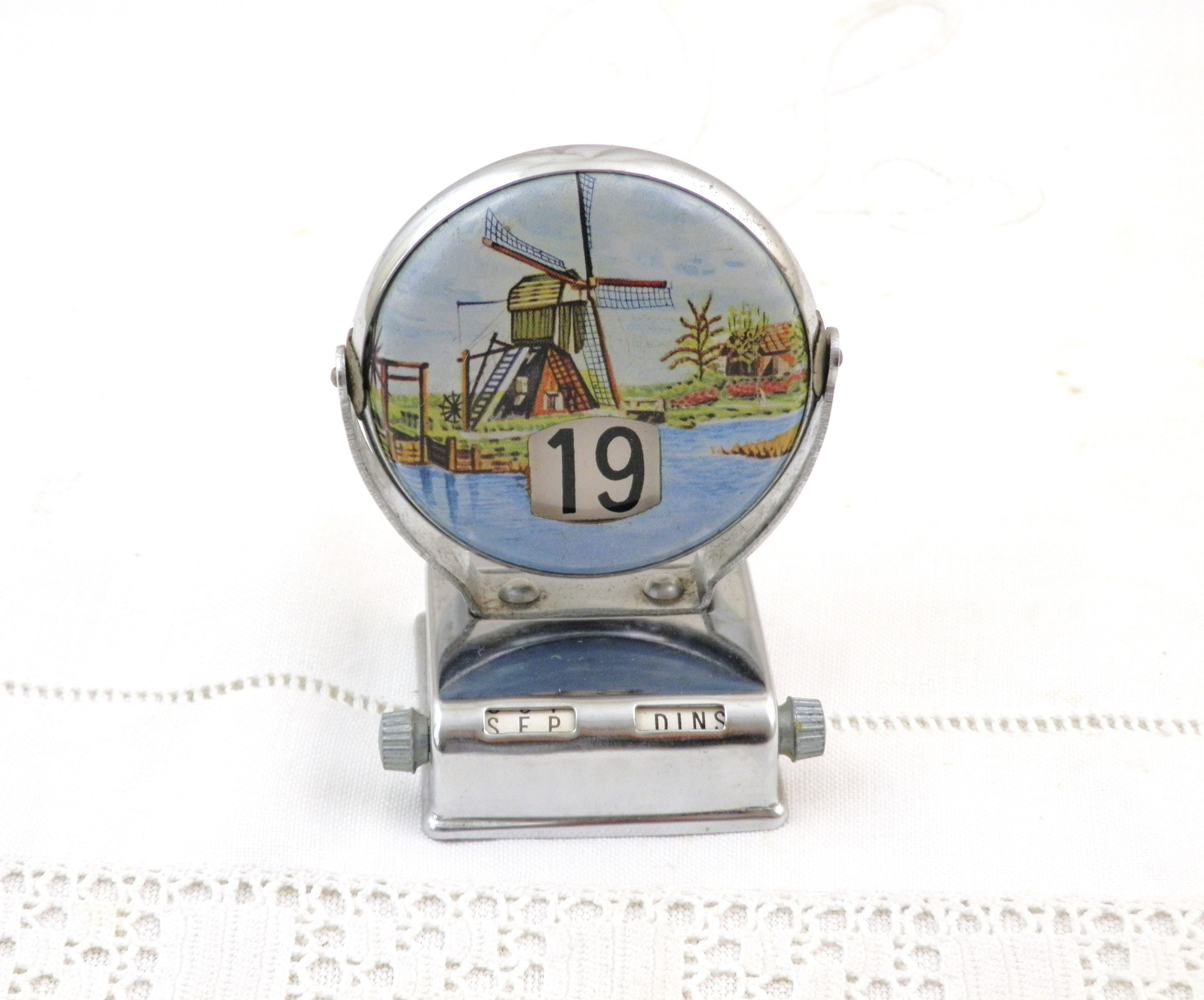 Vintage Dutch Perpetual Flip Calendar with Windmill Scene and Etsy